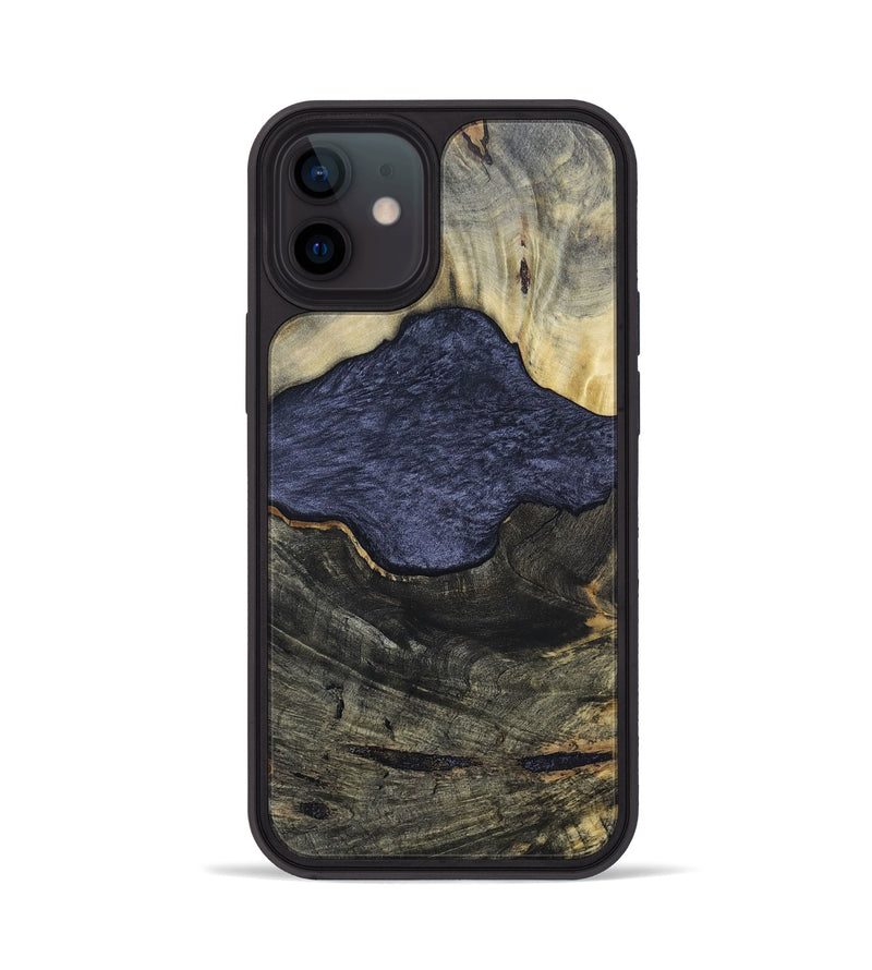 iPhone 12 Wood+Resin Phone Case - Lesley (Pure Black, 696539)