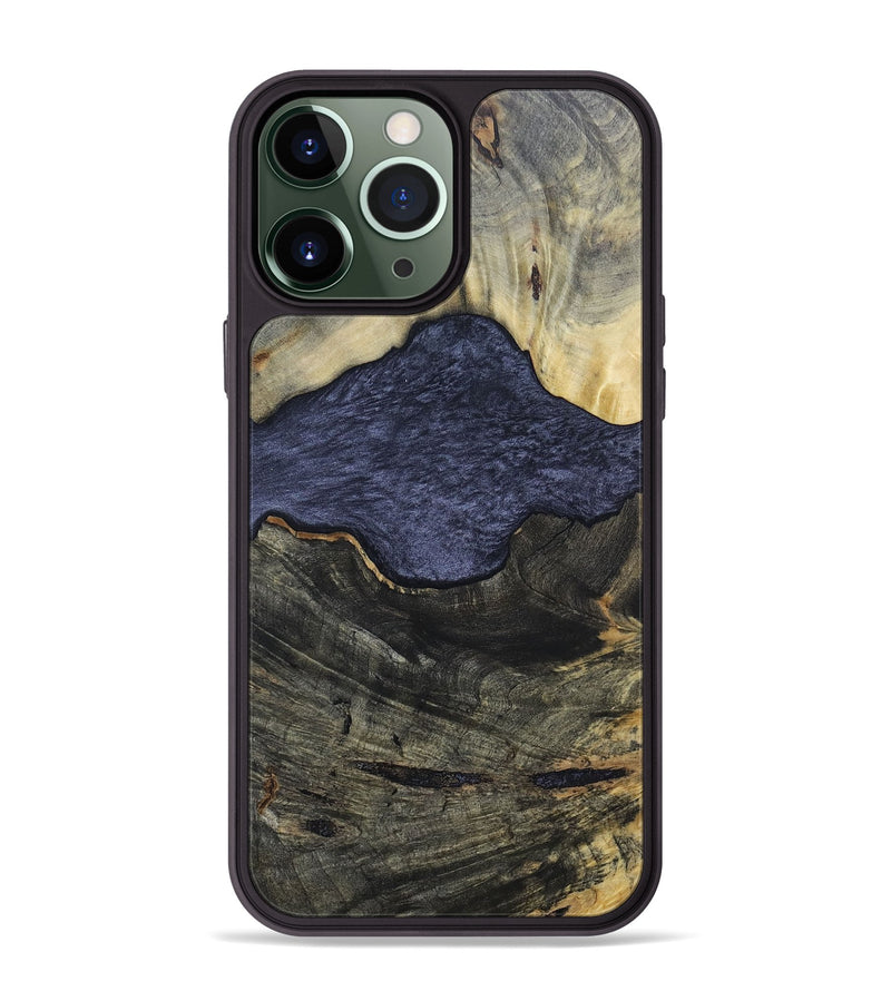 iPhone 13 Pro Max Wood+Resin Phone Case - Lesley (Pure Black, 696539)