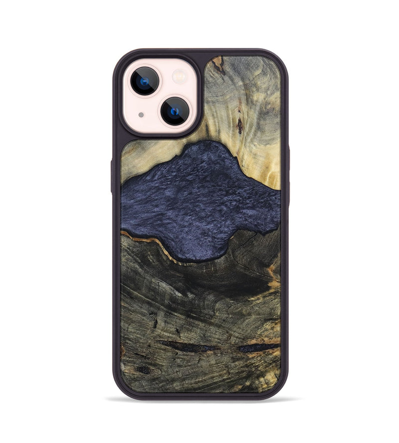 iPhone 14 Wood+Resin Phone Case - Lesley (Pure Black, 696539)