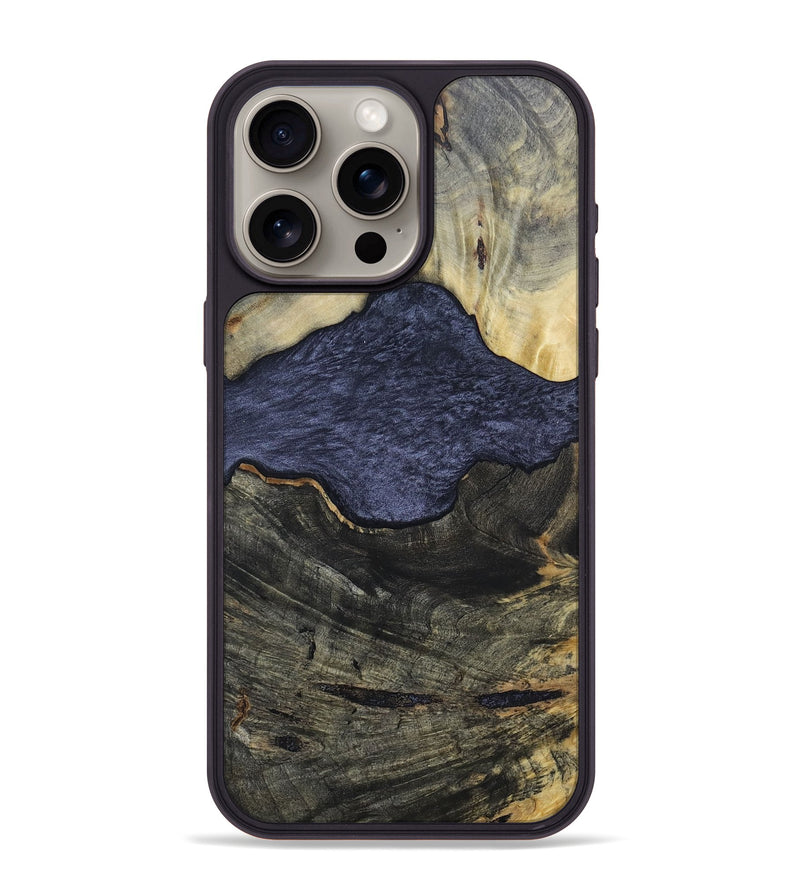 iPhone 15 Pro Max Wood+Resin Phone Case - Lesley (Pure Black, 696539)