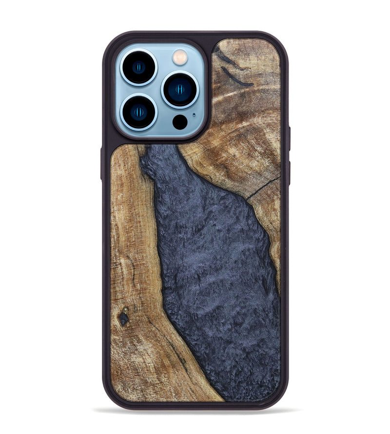 iPhone 14 Pro Max Wood+Resin Phone Case - Paris (Pure Black, 696540)
