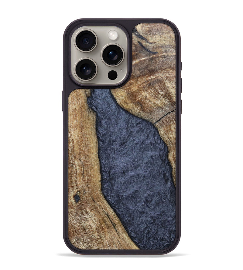 iPhone 15 Pro Max Wood+Resin Phone Case - Paris (Pure Black, 696540)