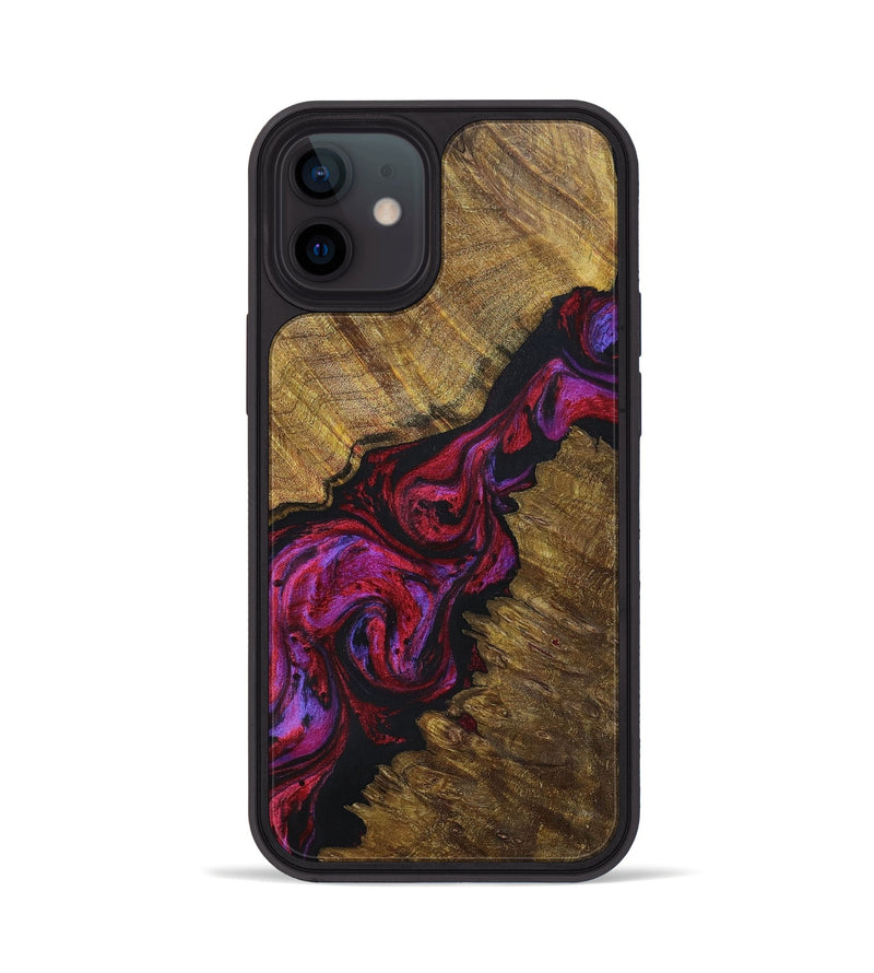 iPhone 12 Wood+Resin Phone Case - Preston (Red, 696545)