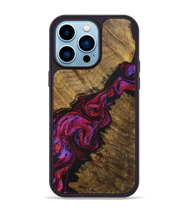 iPhone 14 Pro Max Wood+Resin Phone Case - Preston (Red, 696545)