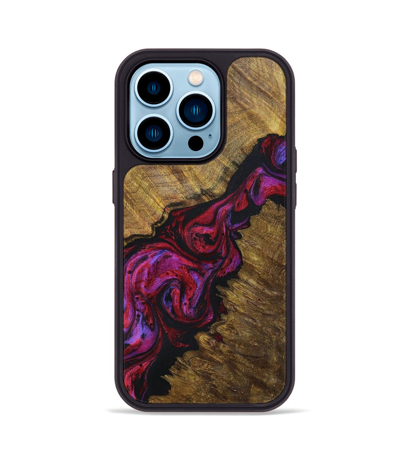 iPhone 14 Pro Wood+Resin Phone Case - Preston (Red, 696545)