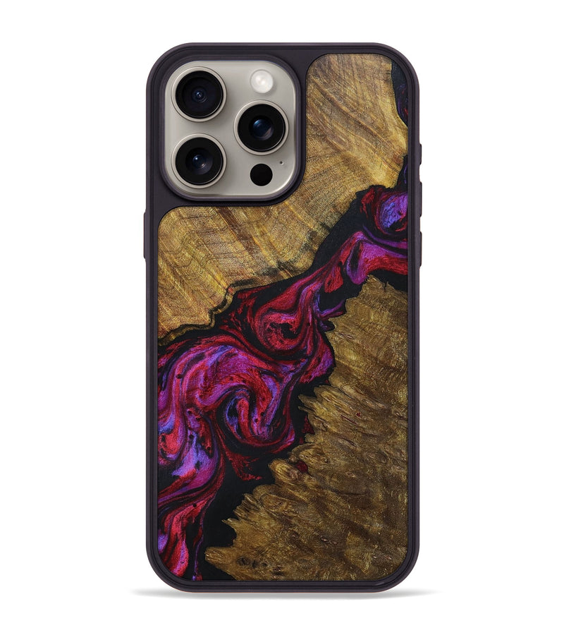 iPhone 15 Pro Max Wood+Resin Phone Case - Preston (Red, 696545)