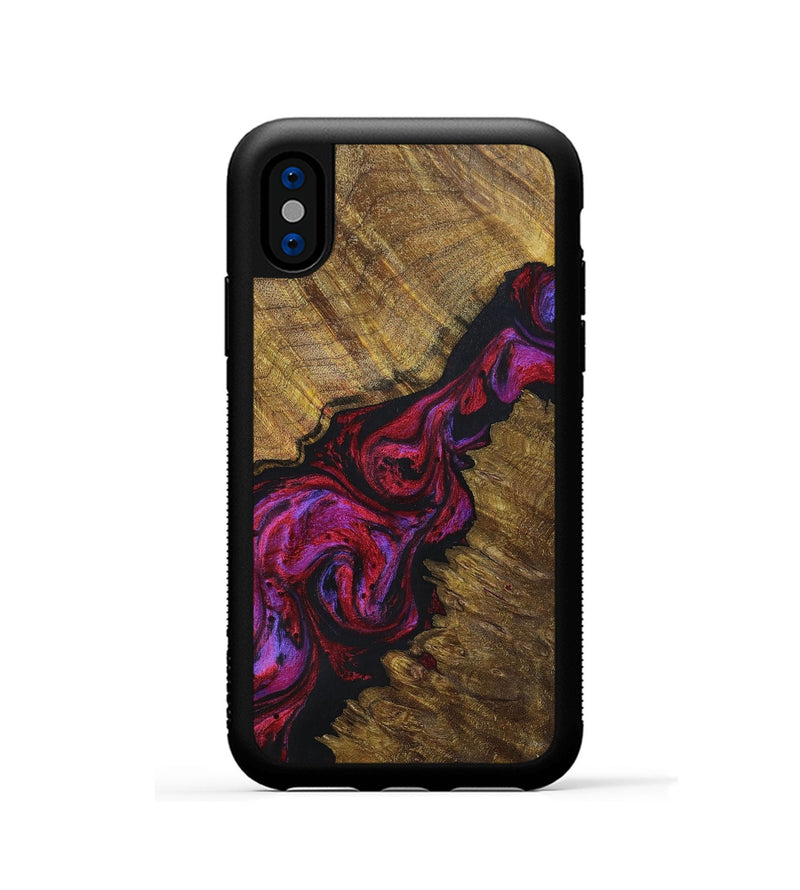 iPhone Xs Wood+Resin Phone Case - Preston (Red, 696545)