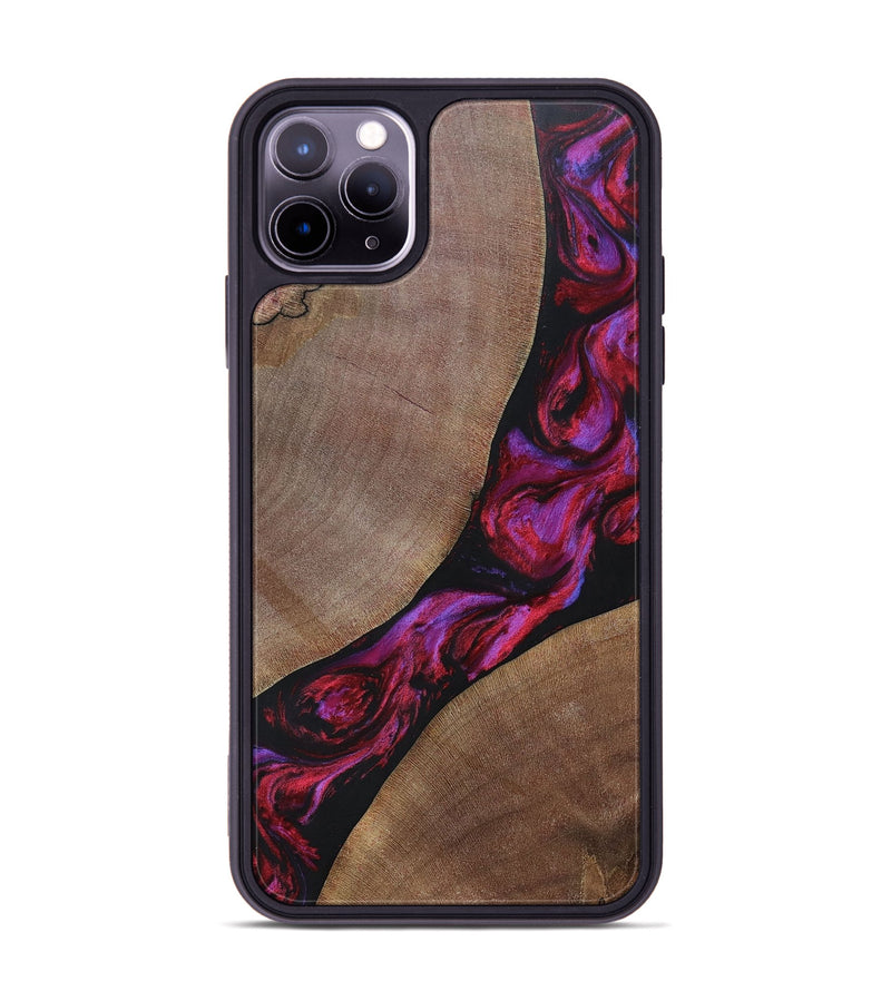 iPhone 11 Pro Max Wood+Resin Phone Case - Joshua (Red, 696552)