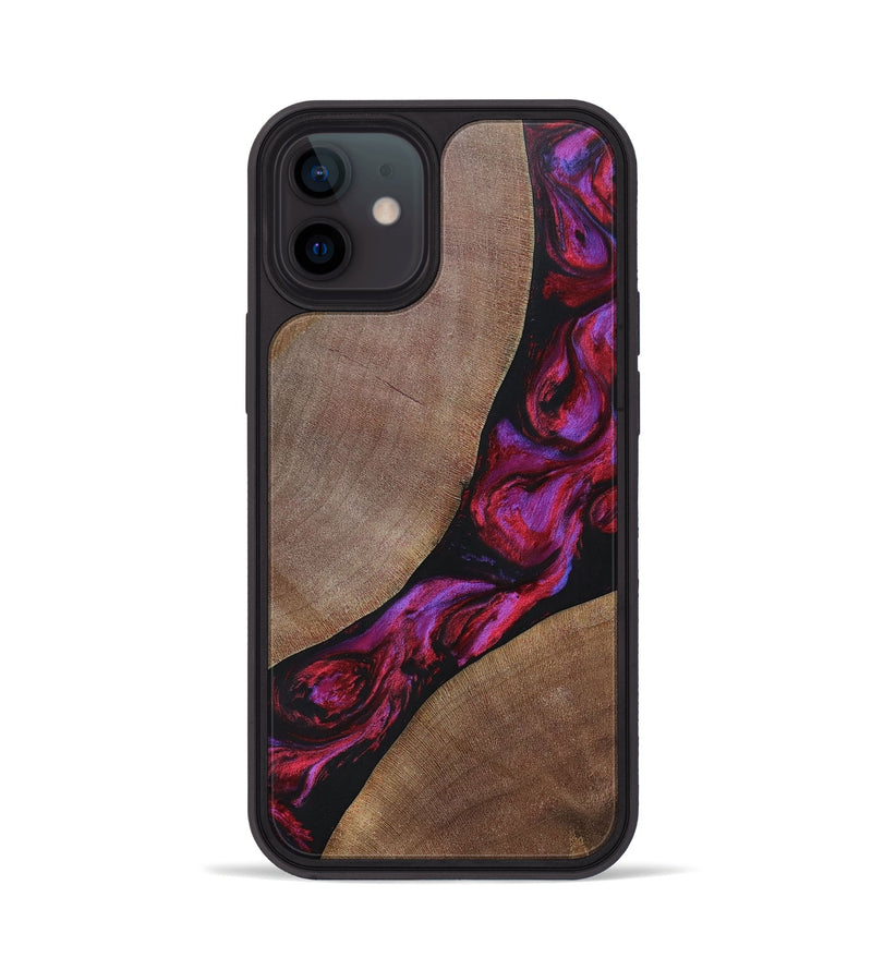 iPhone 12 Wood+Resin Phone Case - Joshua (Red, 696552)