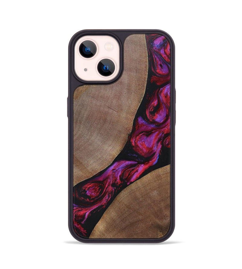 iPhone 14 Wood+Resin Phone Case - Joshua (Red, 696552)
