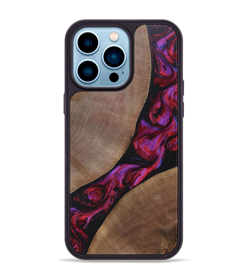 iPhone 14 Pro Max Wood+Resin Phone Case - Joshua (Red, 696552)
