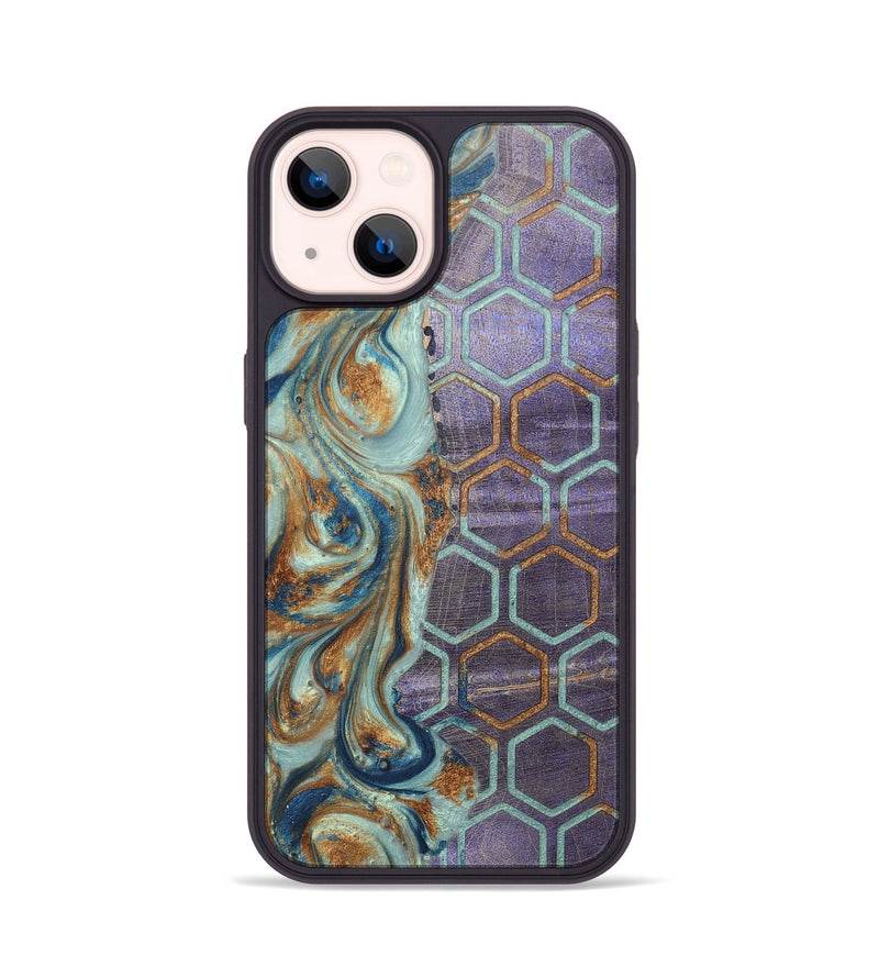 iPhone 14 Wood+Resin Phone Case - Zander (Pattern, 696594)