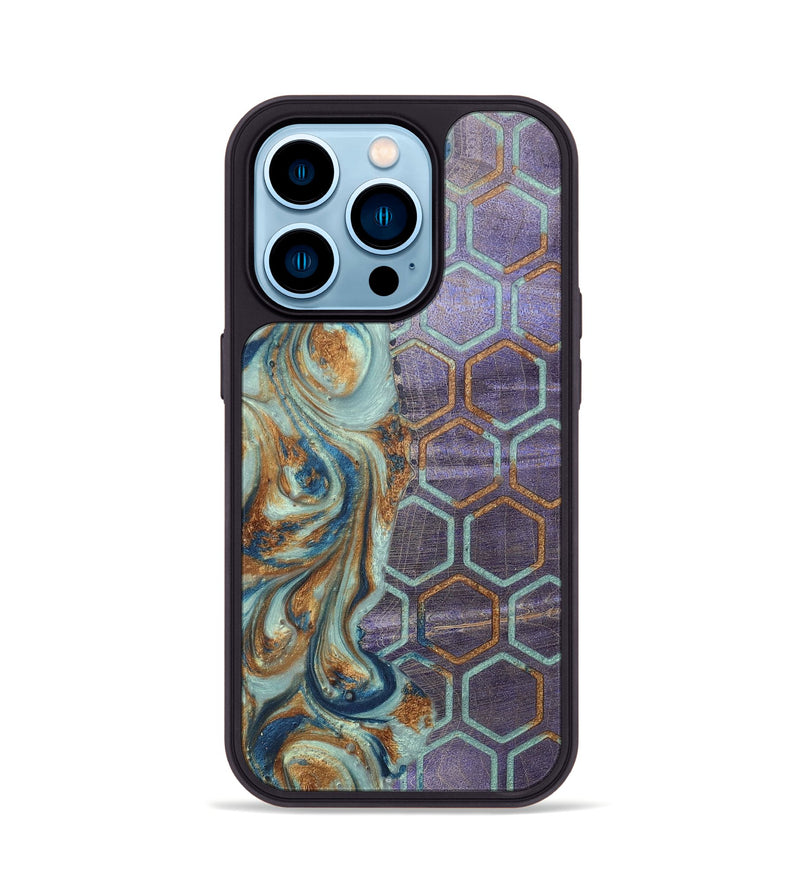 iPhone 14 Pro Wood+Resin Phone Case - Zander (Pattern, 696594)