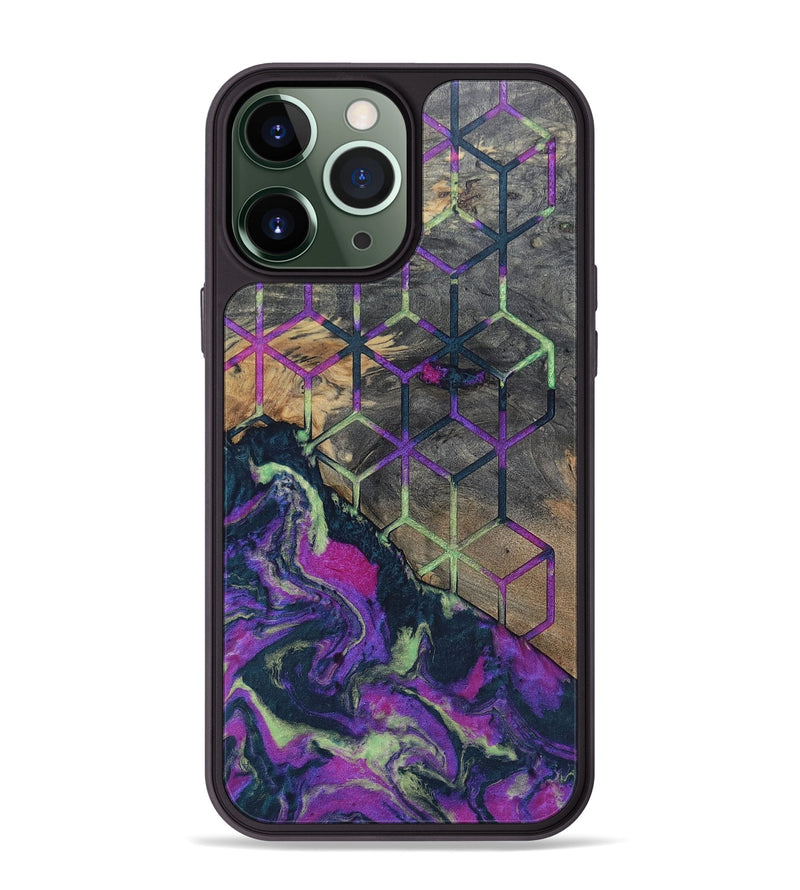iPhone 13 Pro Max Wood+Resin Phone Case - Bernadette (Pattern, 696619)