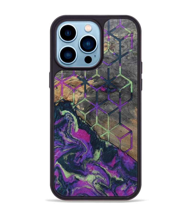 iPhone 14 Pro Max Wood+Resin Phone Case - Bernadette (Pattern, 696619)