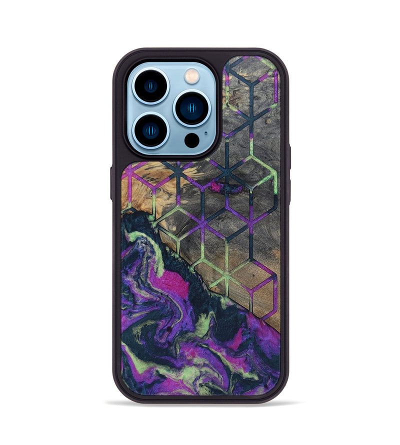 iPhone 14 Pro Wood+Resin Phone Case - Bernadette (Pattern, 696619)