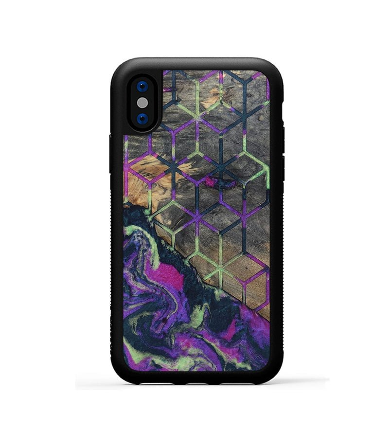 iPhone Xs Wood+Resin Phone Case - Bernadette (Pattern, 696619)