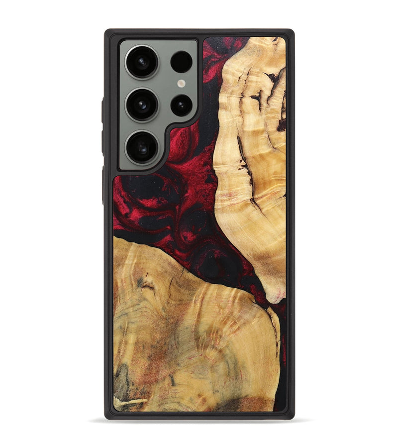 Galaxy S23 Ultra Wood+Resin Phone Case - Izabella (Red, 696648)