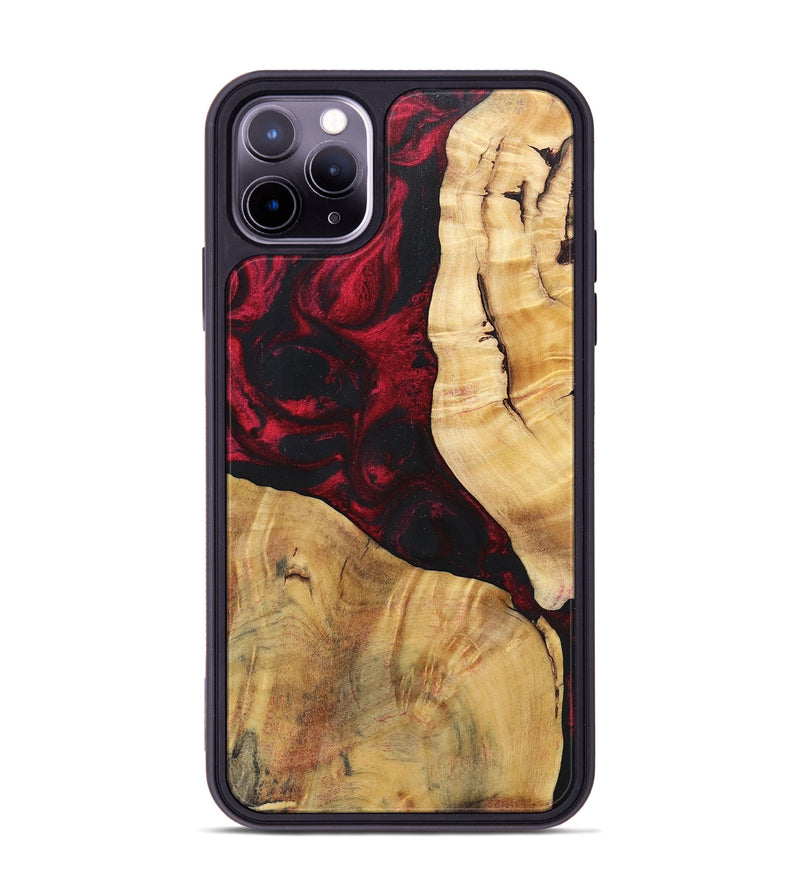 iPhone 11 Pro Max Wood+Resin Phone Case - Izabella (Red, 696648)