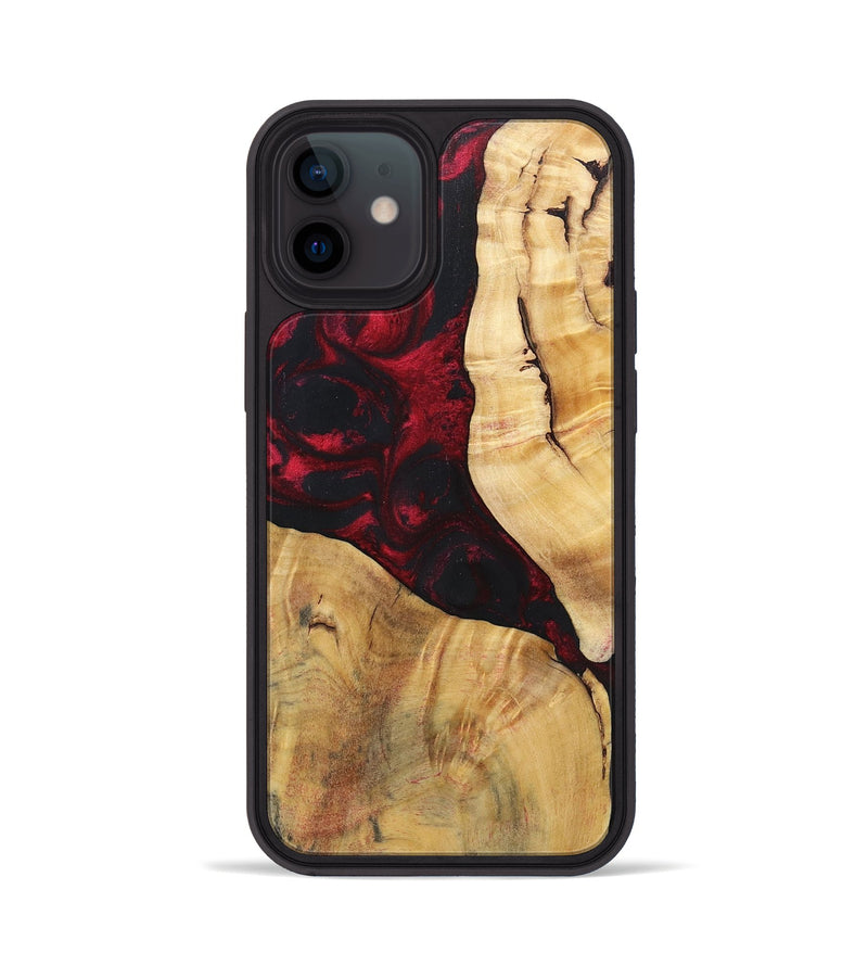 iPhone 12 Wood+Resin Phone Case - Izabella (Red, 696648)