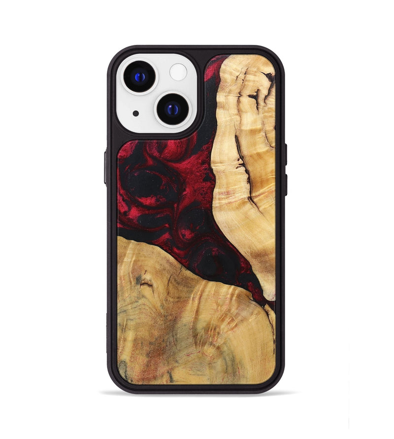 iPhone 13 Wood+Resin Phone Case - Izabella (Red, 696648)