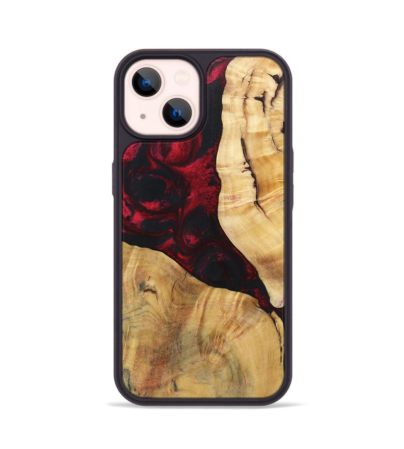 iPhone 14 Wood+Resin Phone Case - Izabella (Red, 696648)