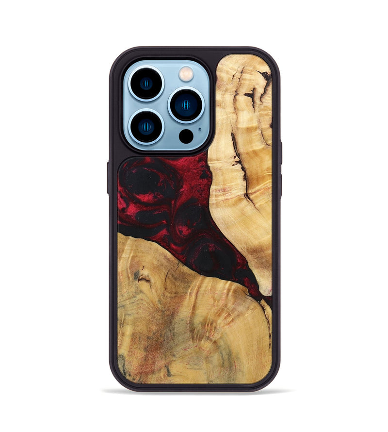iPhone 14 Pro Wood+Resin Phone Case - Izabella (Red, 696648)