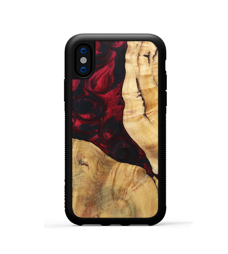 iPhone Xs Wood+Resin Phone Case - Izabella (Red, 696648)