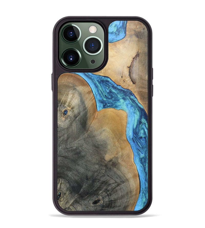 iPhone 13 Pro Max Wood+Resin Phone Case - Kathi (Blue, 696672)