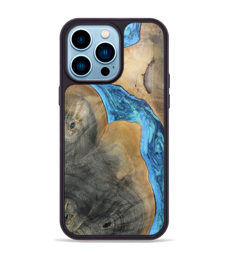 iPhone 14 Pro Max Wood+Resin Phone Case - Kathi (Blue, 696672)