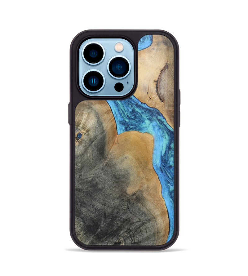 iPhone 14 Pro Wood+Resin Phone Case - Kathi (Blue, 696672)