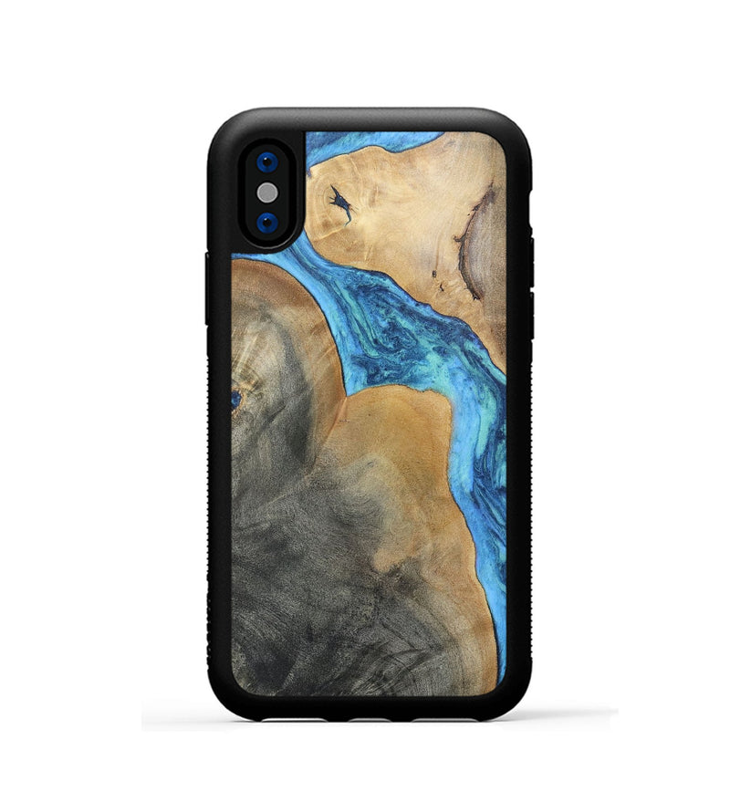 iPhone Xs Wood+Resin Phone Case - Kathi (Blue, 696672)