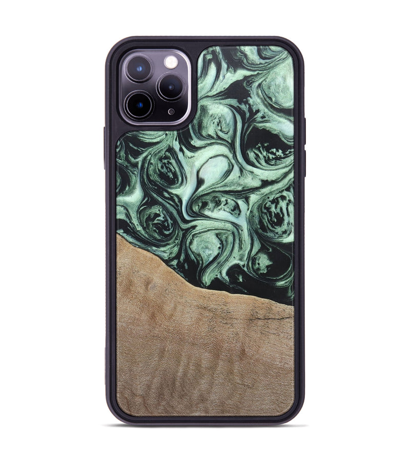 iPhone 11 Pro Max Wood+Resin Phone Case - Harry (Green, 696678)