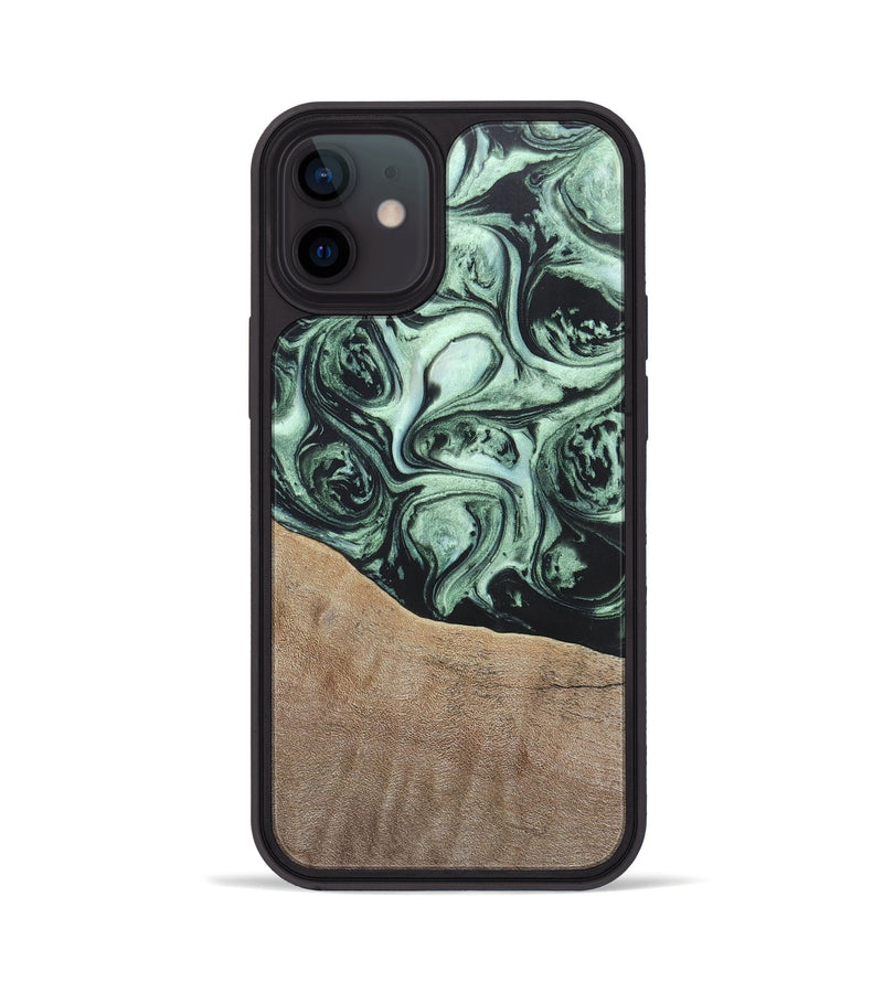 iPhone 12 Wood+Resin Phone Case - Harry (Green, 696678)
