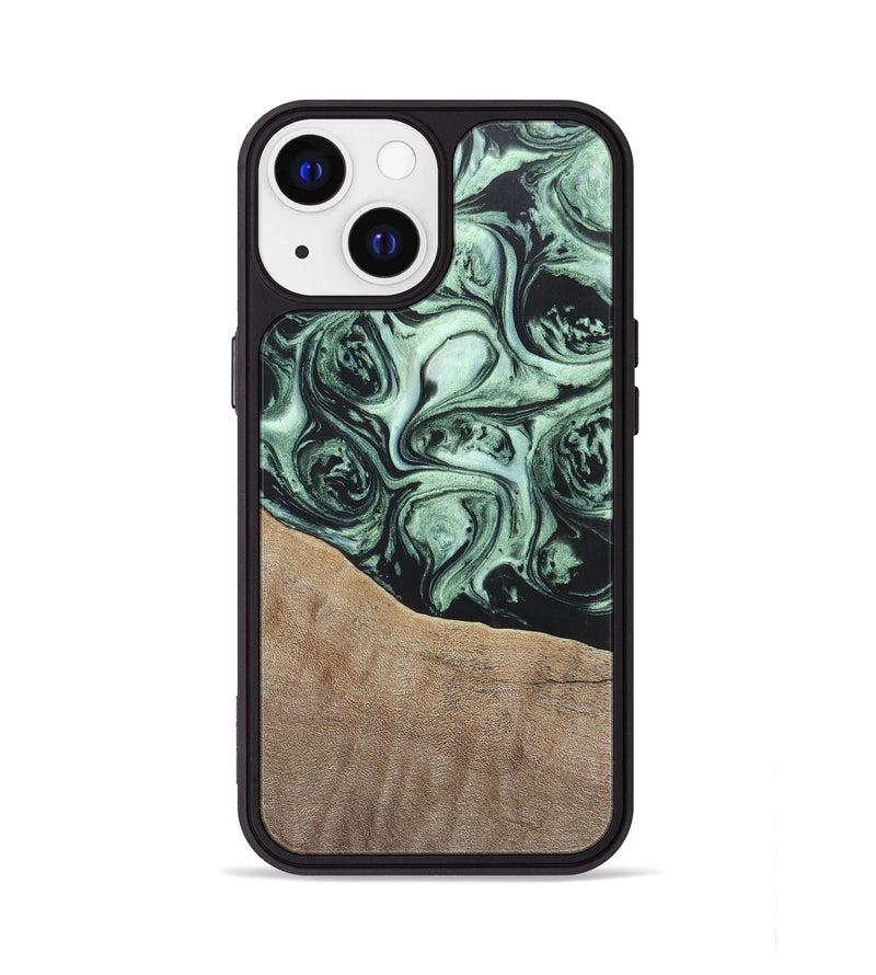 iPhone 13 Wood+Resin Phone Case - Harry (Green, 696678)