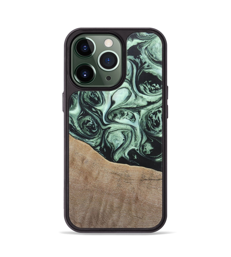 iPhone 13 Pro Wood+Resin Phone Case - Harry (Green, 696678)