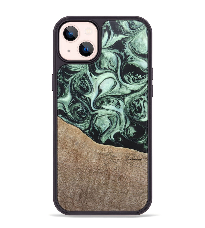 iPhone 14 Plus Wood+Resin Phone Case - Harry (Green, 696678)