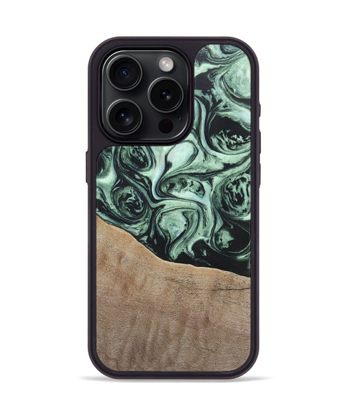 iPhone 15 Pro Wood+Resin Phone Case - Harry (Green, 696678)