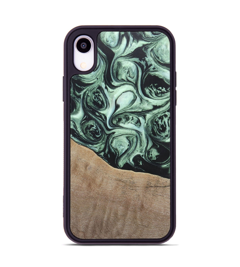 iPhone Xr Wood+Resin Phone Case - Harry (Green, 696678)