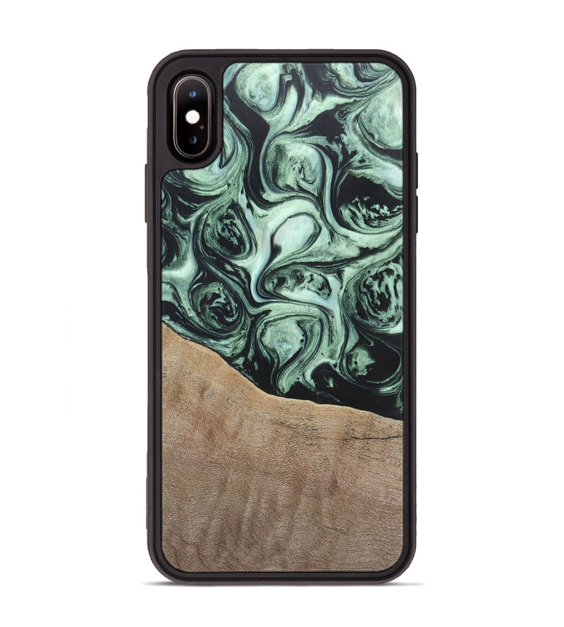 iPhone Xs Max Wood+Resin Phone Case - Harry (Green, 696678)