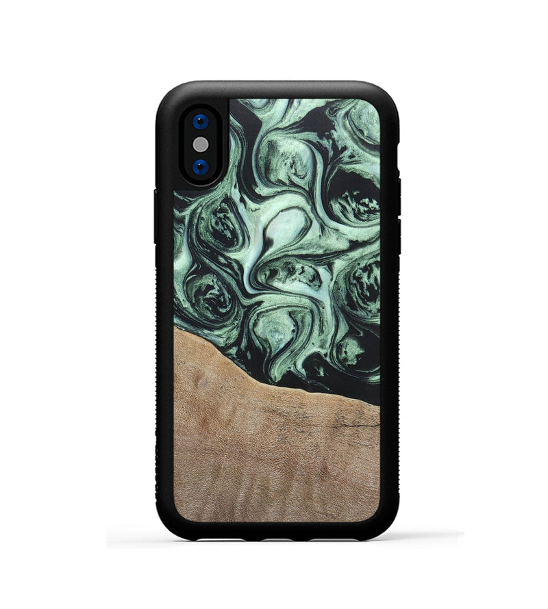 iPhone Xs Wood+Resin Phone Case - Harry (Green, 696678)