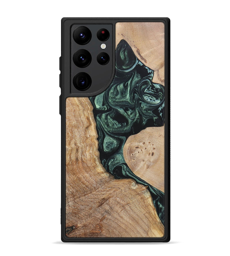 Galaxy S22 Ultra Wood+Resin Phone Case - Elyse (Green, 696682)