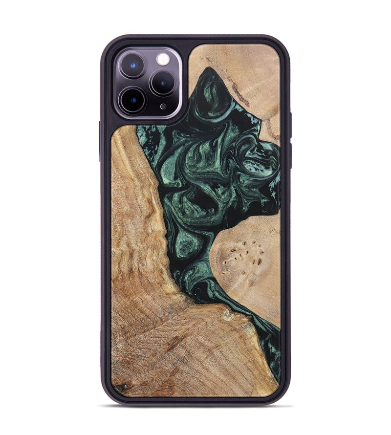 iPhone 11 Pro Max Wood+Resin Phone Case - Elyse (Green, 696682)