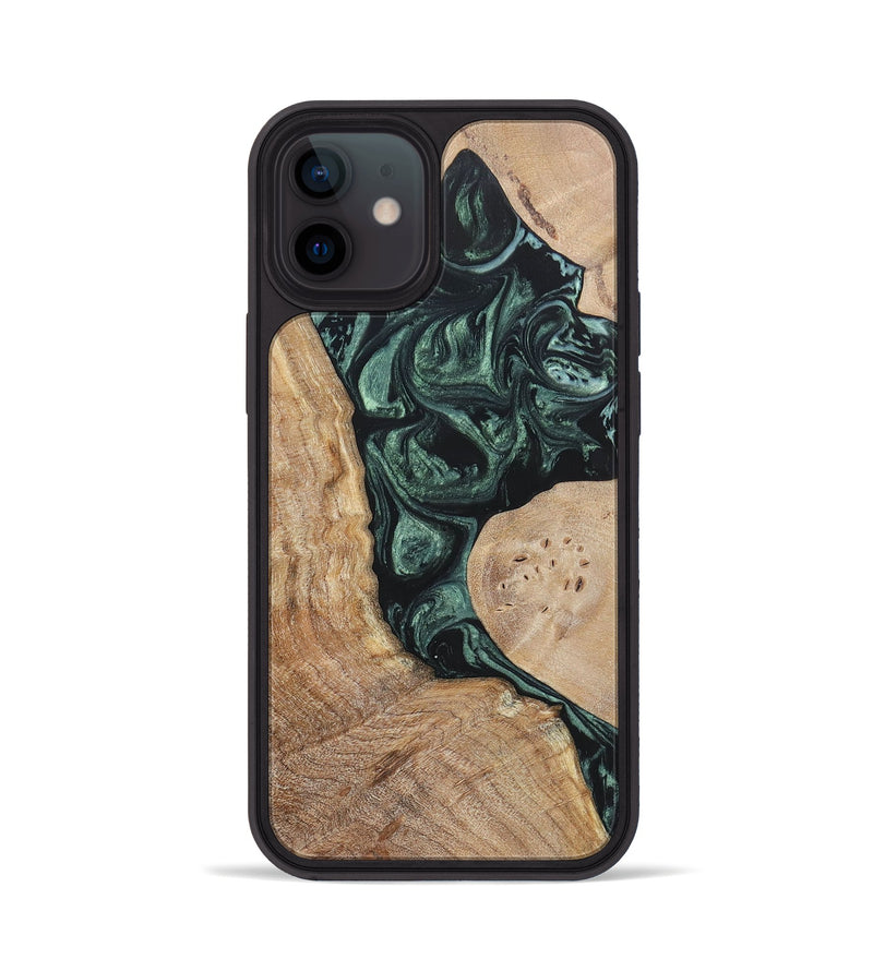 iPhone 12 Wood+Resin Phone Case - Elyse (Green, 696682)