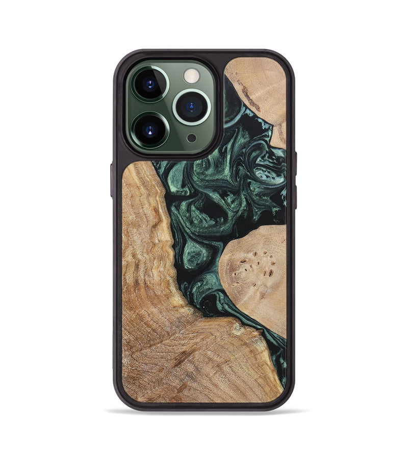 iPhone 13 Pro Wood+Resin Phone Case - Elyse (Green, 696682)