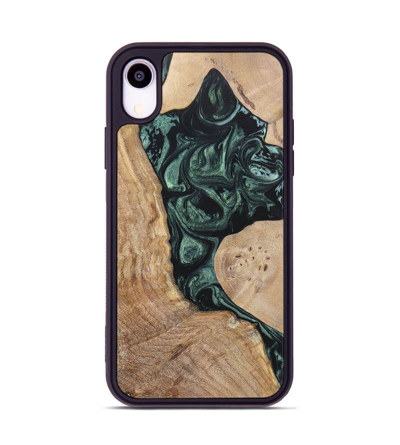 iPhone Xr Wood+Resin Phone Case - Elyse (Green, 696682)