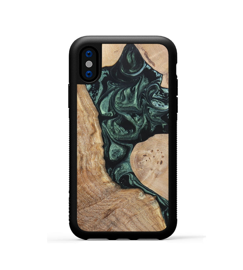 iPhone Xs Wood+Resin Phone Case - Elyse (Green, 696682)