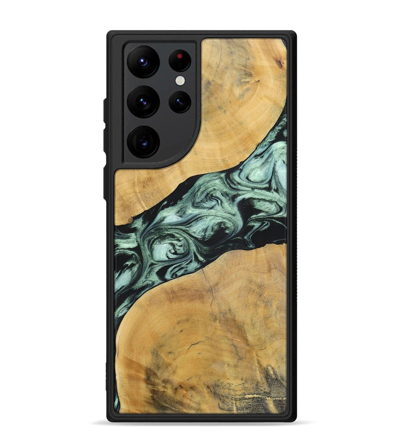 Galaxy S22 Ultra Wood+Resin Phone Case - Deloris (Green, 696685)