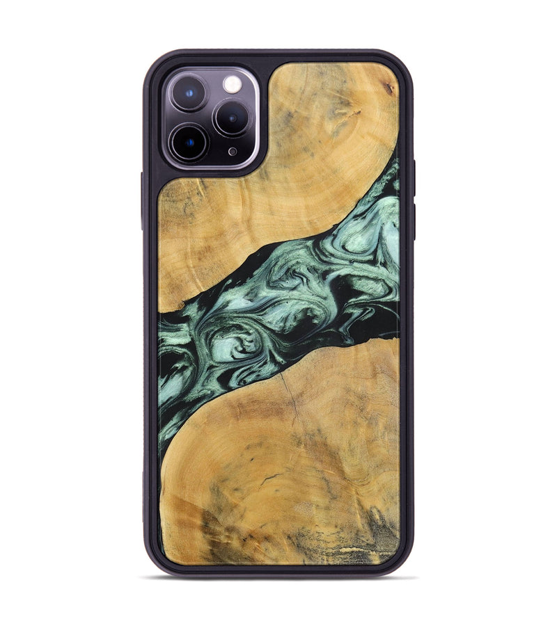iPhone 11 Pro Max Wood+Resin Phone Case - Deloris (Green, 696685)