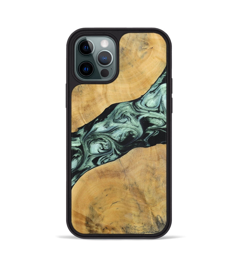 iPhone 12 Pro Wood+Resin Phone Case - Deloris (Green, 696685)